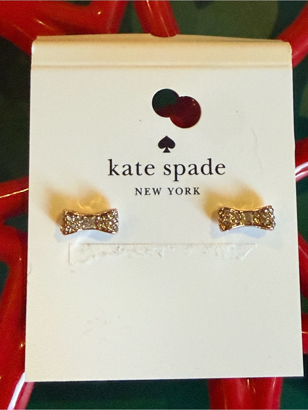 Kate Spade Ready Set Bow Stud Earrings Clear Rose Gold C2465 NWT
